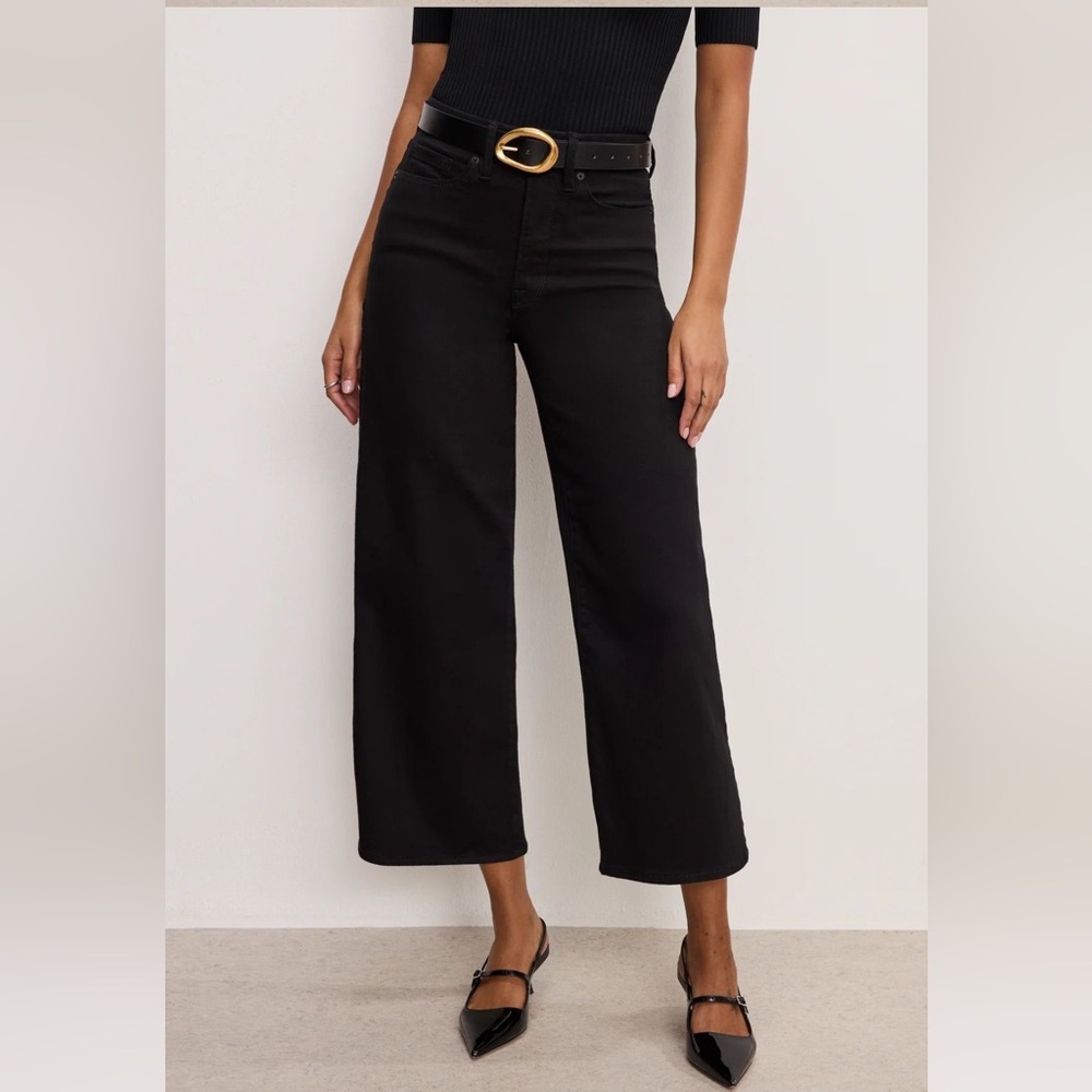 NWT Good American Good Waist Black Palazzo Crop Jeans - Picture 3 of 15
